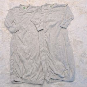 PARADE Organic Cotton SET OF TWO Heather Gray Sleep Gowns Long Sleeve 3-6 month